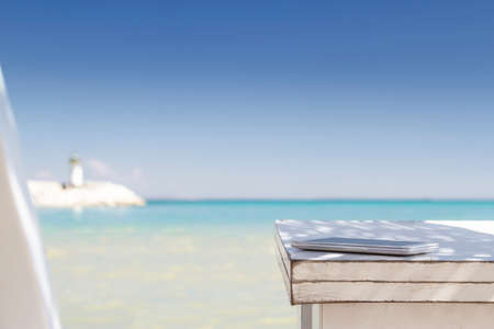 Smartphone at the beachの写真素材