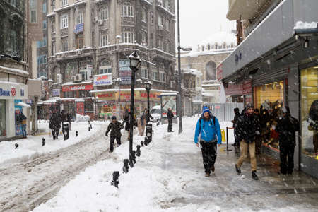 Istanbul, Turkey - January 09, 2017: A winter day in the Galata district-Istanbul/Turkeyのeditorial素材