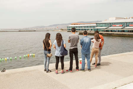 Izmir, Turkey - April 23, 2016:On the Izmir coast, people are playing balloons.のeditorial素材