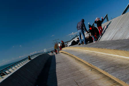Izmir, Turkey - December 31, 2017:Coastal side of Izmir is a good walking area especially for young people and families at weekends.のeditorial素材