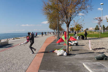 Izmir, Turkey - December 31, 2017:Coastal side of Izmir is a good walking area especially for young people and families at weekends.のeditorial素材