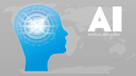 Artificial Intelligence AI Futuristic Concept. Human Big data Visualization with Cyber Mind. Machine...