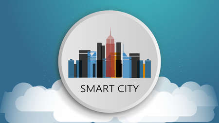 Smart City Design Concept. Network Connections, Colorful Technology Backgroundのイラスト素材