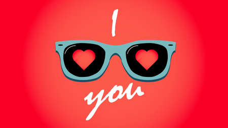Happy Valentine's Day. Sunglasses with hearts. Love concept. Vector illustrationのイラスト素材