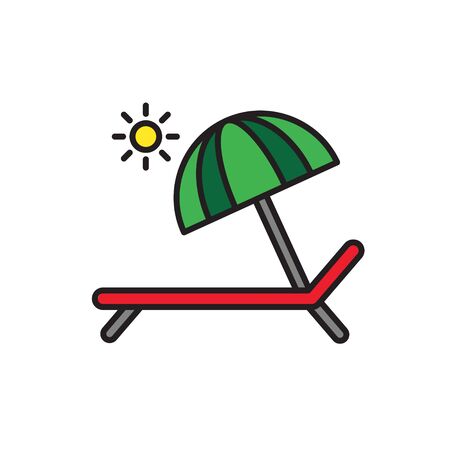 Beach bed glyph icon isolated on white. Vector illustrationのイラスト素材