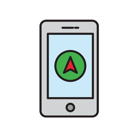 GPS navigation app glyph icon isolated on white. Vector illustrationのイラスト素材