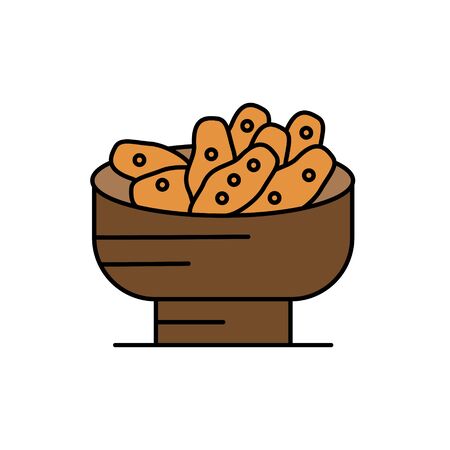 Bread in a basket glyph icon isolated on white.のイラスト素材
