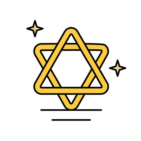 Star of David from Judaism glyph icon isolated on white.のイラスト素材