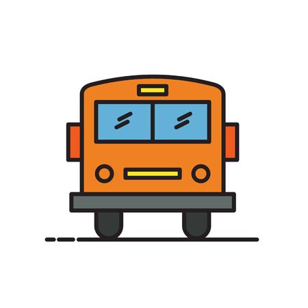 School bus thin line icon isolated on white. Vector Illustrationのイラスト素材