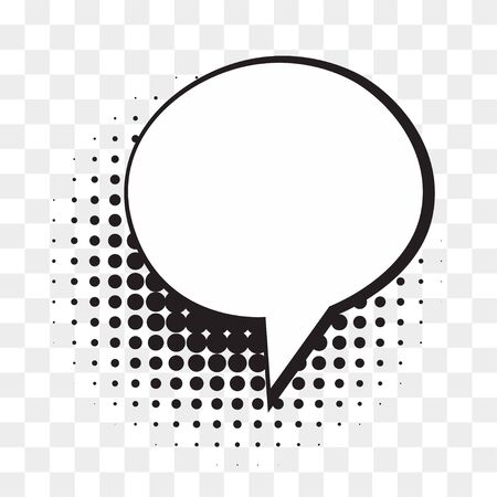 Comic empty speech bubble on halftone dots background in retro style.のイラスト素材