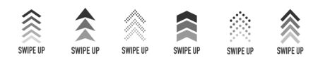  Arrow up for social media stories, design blogger, scroll pictogram. Set of Black Swipe Up icon. Scroll pictogram. Stories swipe button. Text swipe upのイラスト素材