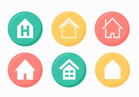 Home page. Collection of Home Button Icons. Set of signs for infographic, app development and website design. Home iconのイラスト素材