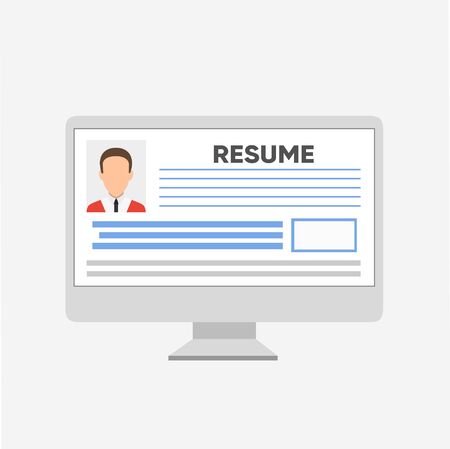 Checking a resume on the computer concept. Vector illustrationのイラスト素材