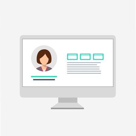 Social network website wireframe template. Flat vector illustration on white background