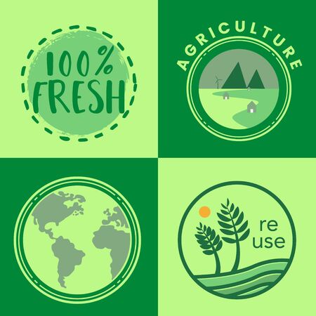 Re use and eco oriented badges set. Vector illustration のイラスト素材