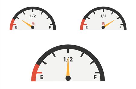 Fuel gauge icon. Gasoline indicators set. Fuel indicator. Vector illustrationのイラスト素材