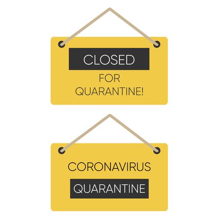 Temporarily closed sign of coronavirus news. Information warning sign about quarantine measuresのイラスト素材