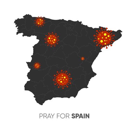 Covid-19 or Coronavirus concept. Spanish medical staff wearing mask in protective clothingのイラスト素材