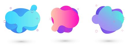 Abstract liquid backgrounds set isolated on white. Gradient abstract shapes with flowing liquid shapes.のイラスト素材