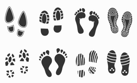 Human footprint set isolated on white. Vectorのイラスト素材