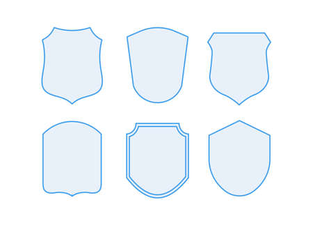 Protection shields collection. Black silhouette shield shape, black label. Vintage shields set.のイラスト素材