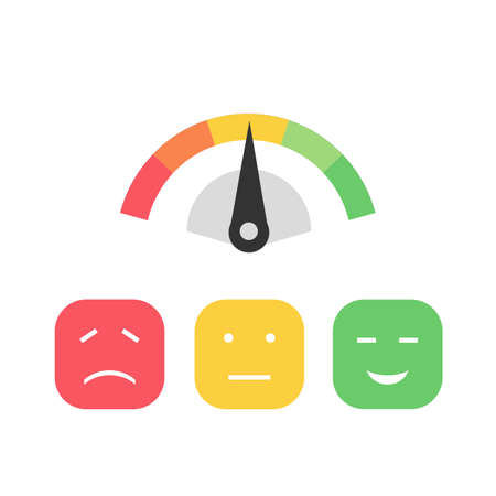 Customer icon emotions satisfaction meter with different emoji on whiteのイラスト素材