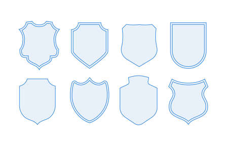 Protection shields collection. Black silhouette shield shape. Modern shields set.のイラスト素材