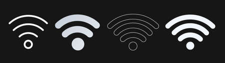 Wifi Wireless Lan Internet Signal Flat Icons For Apps Or Websites - Isolated On whiteのイラスト素材