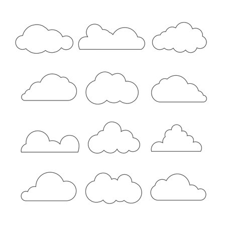 Set of Cloud Icons in trendy flat style isolated on white background. Cloud symbol for your web siteの写真素材