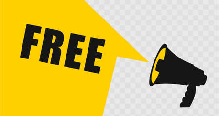 Free symbol. Megaphone banner. Special offer sign. Sale. Loudspeakerのイラスト素材