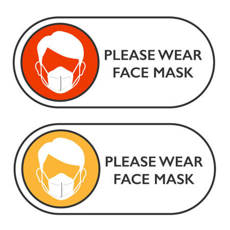 Face mask required signs Set isolated on whiteのイラスト素材