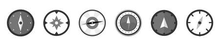 Compass icons set, navigating system simple icons. Vector