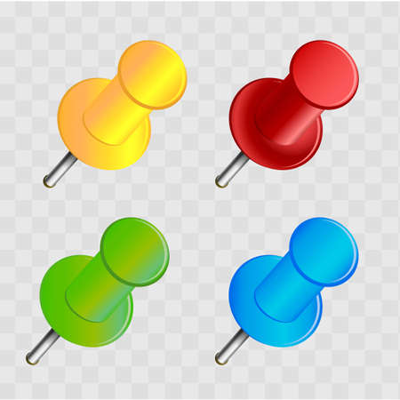 Set of push pins in different colours. Vectorのイラスト素材