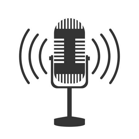 Microphone vector icon on white background, recordingのイラスト素材