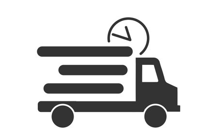 Fast delivery truck icon, express delivery, line symbol on white background - editable stroke vector illustrationのイラスト素材