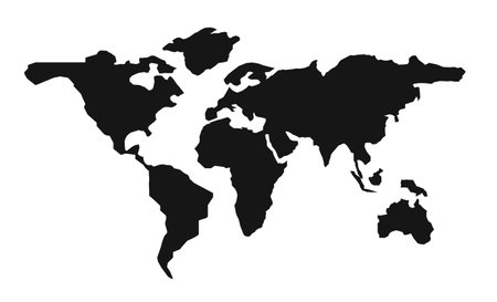 World map on white background. World map template with continents, North and South America, Europe and Asia, Africa and Australiaのイラスト素材