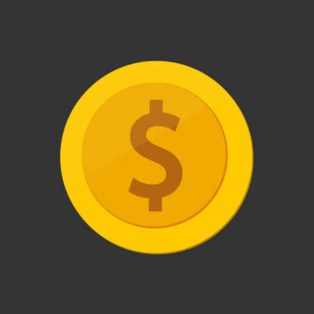 Coin Icon Logo Design isolated on black background. Vectorのイラスト素材