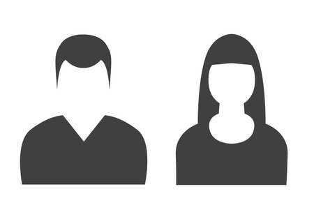 Man and woman empty avatars set. Vector photo placeholder for social networks, resumes, forums and...