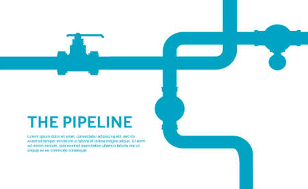 Pipeline infographic with blue and white. Oil, water or gas flat valve vector design.のイラスト素材
