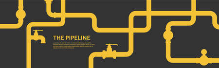 Pipeline infographic. Oil, water or gas flat vector design with black background.のイラスト素材