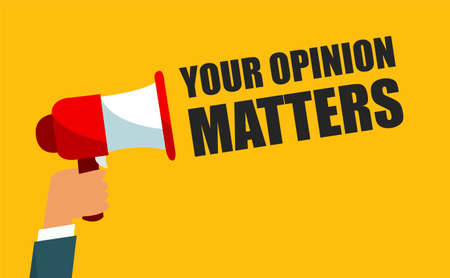 Your opinion matters speech bubble banner. Can be used for business, marketing.のイラスト素材