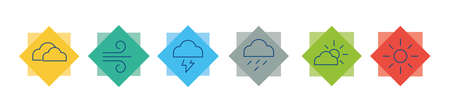 Colourful weather forecast signs on white background. Calendar icon vector. Flat vector.