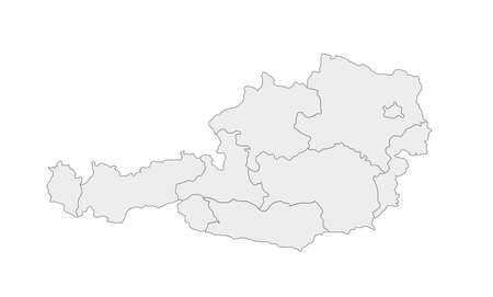 Simple map of Austria vector drawing. Mercator projection. Filled and outline.のイラスト素材