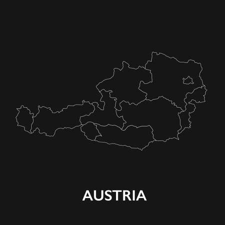 Simple map of Austria isolated on black. Filled and outline.のイラスト素材