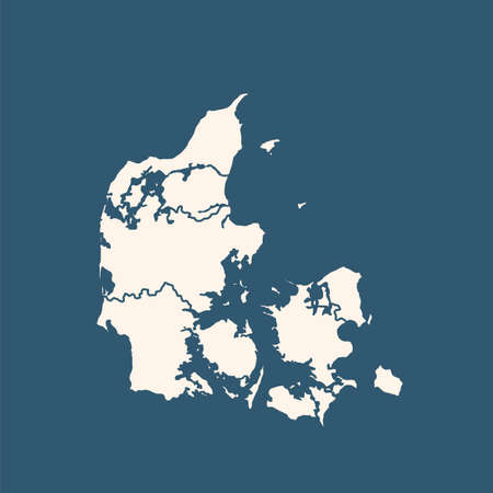 Denmark map using blue border lines on dark backgroundのイラスト素材