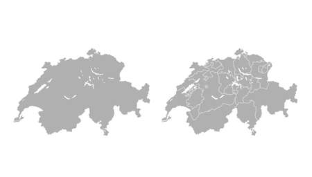 Switzerland map set outline vector illustration. Stock vectorのイラスト素材
