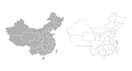 Grey blank China map. Flat vector illustration.のイラスト素材