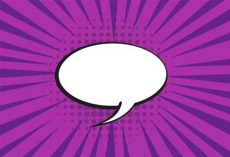 Empty cartoon black and white cloud pop art expression speech box on purple.のイラスト素材