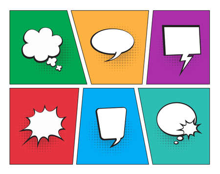 Set of speech bubbles. Halftone shadows isolated. Stock Vector illustrationのイラスト素材