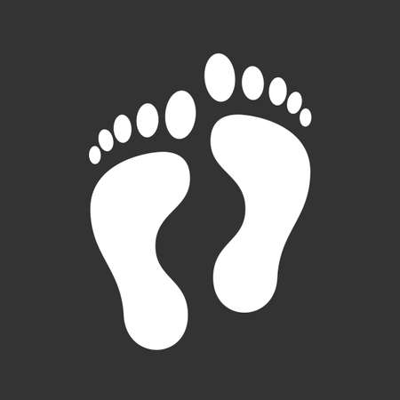 White footprint isolated on black background. Vectorのイラスト素材